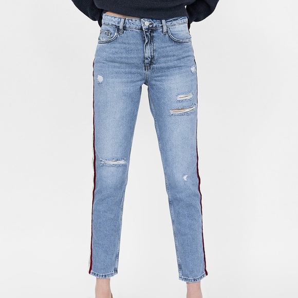 jeans with glitter side stripe